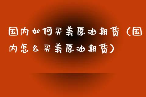国内如何买美原油期货（国内怎么买美原油期货）_https://www.zztgc.com_原油期货_第1张