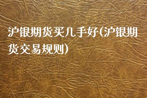 沪银期货买几手好(沪银期货交易规则)_https://www.zztgc.com_原油期货_第1张