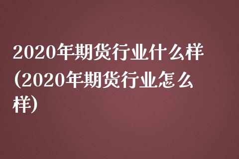 2020年期货行业什么样(2020年期货行业怎么样)_https://www.zztgc.com_原油期货_第1张