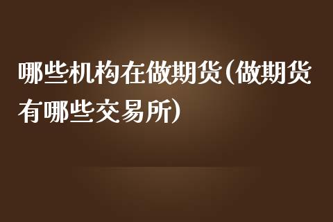 哪些机构在做期货(做期货有哪些交易所)_https://www.zztgc.com_期货入门_第1张
