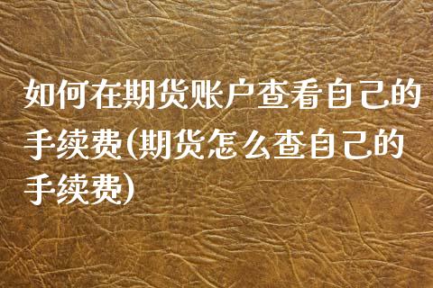如何在期货账户查看自己的手续费(期货怎么查自己的手续费)_https://www.zztgc.com_期货直播_第1张