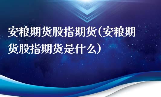 安粮期货股指期货(安粮期货股指期货是什么)_https://www.zztgc.com_期货行情_第1张