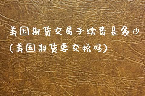 美国期货交易手续费是多少(美国期货要交税吗)_https://www.zztgc.com_黄金期货_第1张