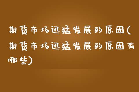 期货市场迅猛发展的原因(期货市场迅猛发展的原因有哪些)_https://www.zztgc.com_期货行情_第1张