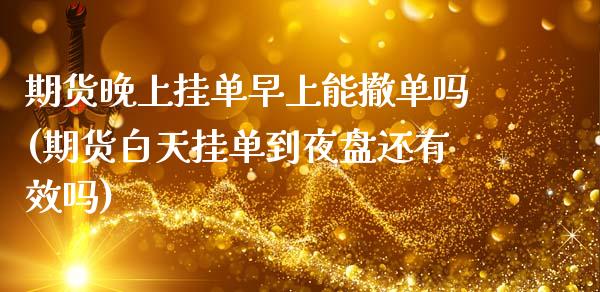 期货晚上挂单早上能撤单吗(期货白天挂单到夜盘还有效吗)_https://www.zztgc.com_黄金期货_第1张