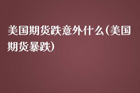 美国期货跌意外什么(美国期货暴跌)_https://www.zztgc.com_期货直播_第1张