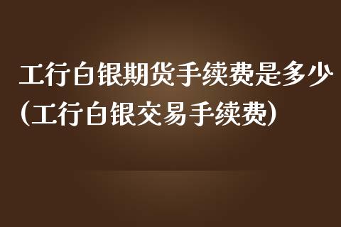 工行白银期货手续费是多少(工行白银交易手续费)_https://www.zztgc.com_期货行情_第1张