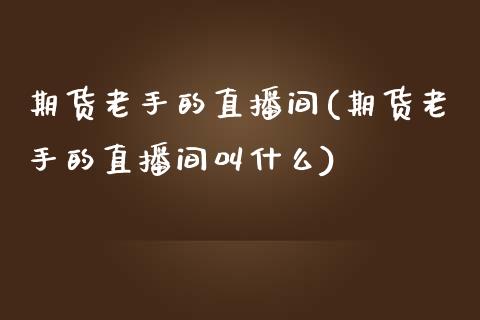 期货老手的直播间(期货老手的直播间叫什么)_https://www.zztgc.com_期货行情_第1张