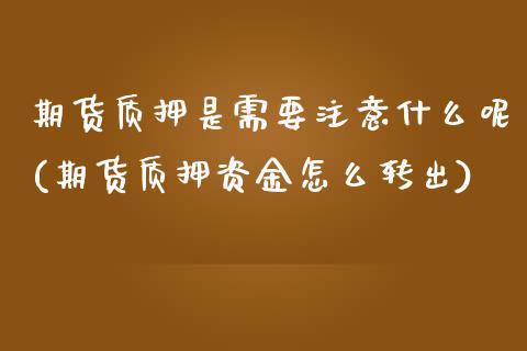 期货质押是需要注意什么呢(期货质押资金怎么转出)_https://www.zztgc.com_期货行情_第1张