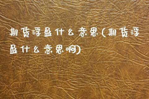 期货浮盈什么意思(期货浮盈什么意思啊)_https://www.zztgc.com_期货行情_第1张