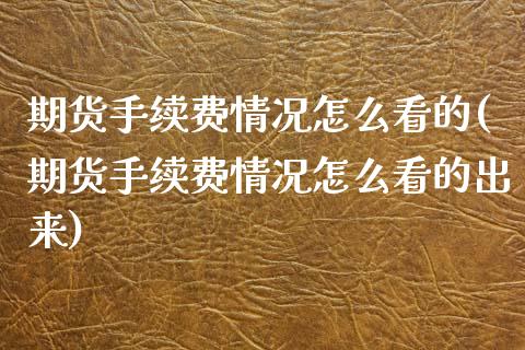 期货手续费情况怎么看的(期货手续费情况怎么看的出来)_https://www.zztgc.com_期货直播_第1张