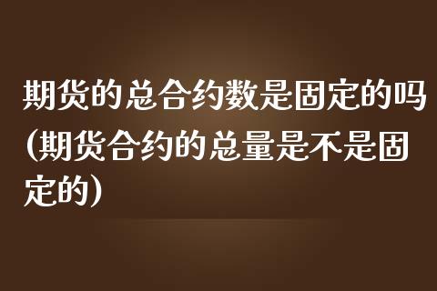 期货的总合约数是固定的吗(期货合约的总量是不是固定的)_https://www.zztgc.com_期货入门_第1张