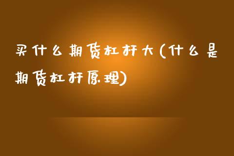 买什么期货杠杆大(什么是期货杠杆原理)_https://www.zztgc.com_期货入门_第1张