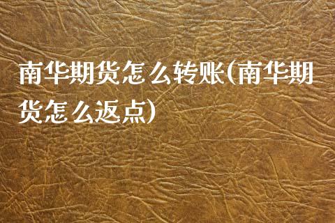 南华期货怎么转账(南华期货怎么返点)_https://www.zztgc.com_期货行情_第1张