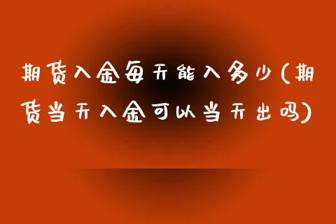 期货入金每天能入多少(期货当天入金可以当天出吗)_https://www.zztgc.com_期货直播_第1张
