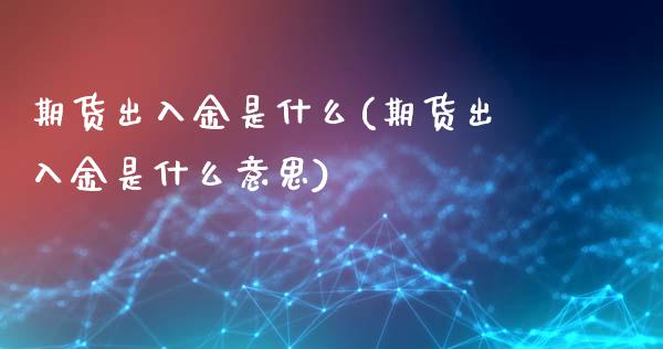 期货出入金是什么(期货出入金是什么意思)_https://www.zztgc.com_期货行情_第1张