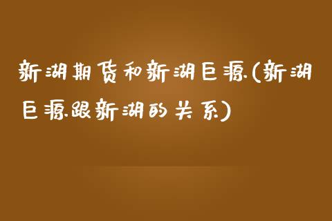 新湖期货和新湖巨源(新湖巨源跟新湖的关系)_https://www.zztgc.com_期货行情_第1张