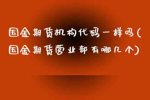 国金期货机构代码一样吗(国金期货营业部有哪几个)_https://www.zztgc.com_黄金期货_第1张