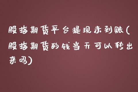 股指期货平台提现未到账(股指期货的钱当天可以转出来吗)_https://www.zztgc.com_期货直播_第1张