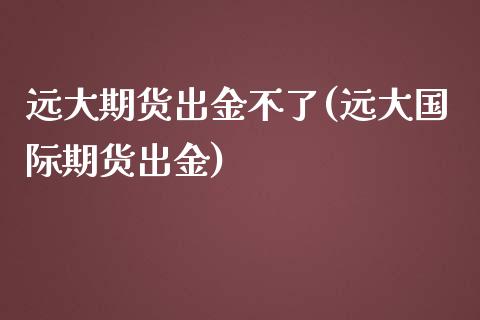 远大期货出金不了(远大国际期货出金)_https://www.zztgc.com_期货入门_第1张