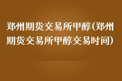郑州期货交易所甲醇(郑州期货交易所甲醇交易时间)_https://www.zztgc.com_期货行情_第1张