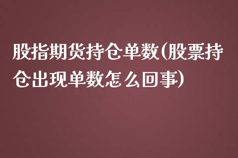 股指期货持仓单数(股票持仓出现单数怎么回事)_https://www.zztgc.com_期货入门_第1张