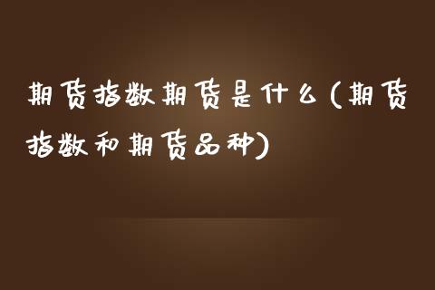 期货指数期货是什么(期货指数和期货品种)_https://www.zztgc.com_期货开户_第1张