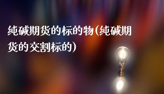 纯碱期货的标的物(纯碱期货的交割标的)_https://www.zztgc.com_期货入门_第1张