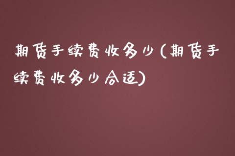 期货手续费收多少(期货手续费收多少合适)_https://www.zztgc.com_原油期货_第1张