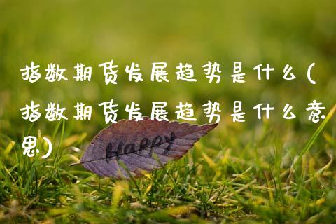 指数期货发展趋势是什么(指数期货发展趋势是什么意思)_https://www.zztgc.com_期货行情_第1张