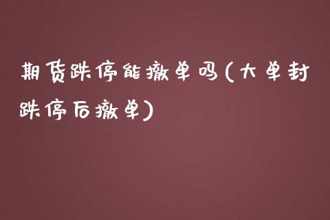 期货跌停能撤单吗(大单封跌停后撤单)_https://www.zztgc.com_期货入门_第1张