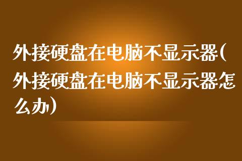 外接硬盘在电脑不显示器(外接硬盘在电脑不显示器怎么办)_https://www.zztgc.com_原油期货_第1张