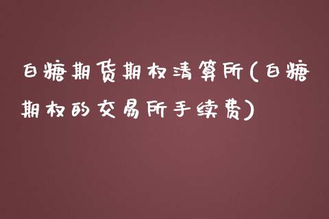 白糖期货期权清算所(白糖期权的交易所手续费)_https://www.zztgc.com_期货开户_第1张