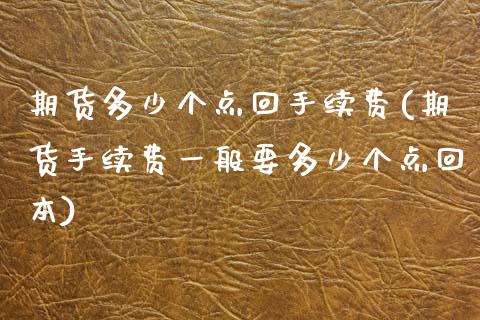 期货多少个点回手续费(期货手续费一般要多少个点回本)_https://www.zztgc.com_期货直播_第1张