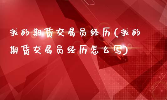 我的期货交易员经历(我的期货交易员经历怎么写)_https://www.zztgc.com_期货直播_第1张