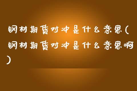 钢材期货对冲是什么意思(钢材期货对冲是什么意思啊)_https://www.zztgc.com_期货入门_第1张