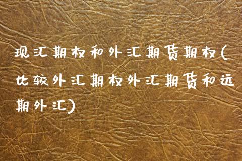 现汇期权和外汇期货期权(比较外汇期权外汇期货和远期外汇)_https://www.zztgc.com_期货行情_第1张