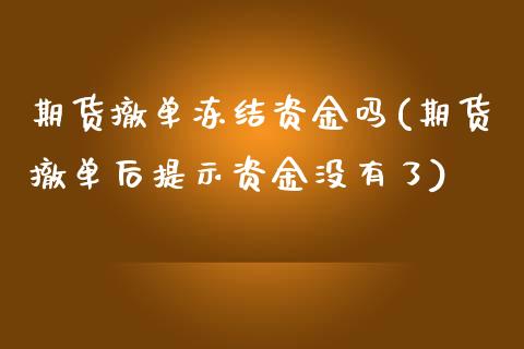 期货撤单冻结资金吗(期货撤单后提示资金没有了)_https://www.zztgc.com_原油期货_第1张