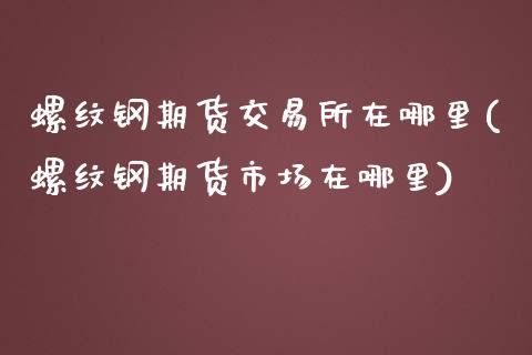 螺纹钢期货交易所在哪里(螺纹钢期货市场在哪里)_https://www.zztgc.com_期货直播_第1张