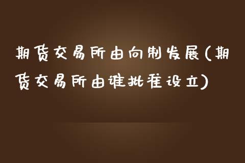 期货交易所由向制发展(期货交易所由谁批准设立)_https://www.zztgc.com_原油期货_第1张