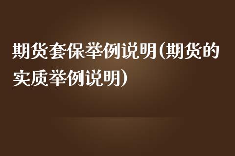 期货套保举例说明(期货的实质举例说明)_https://www.zztgc.com_期货入门_第1张