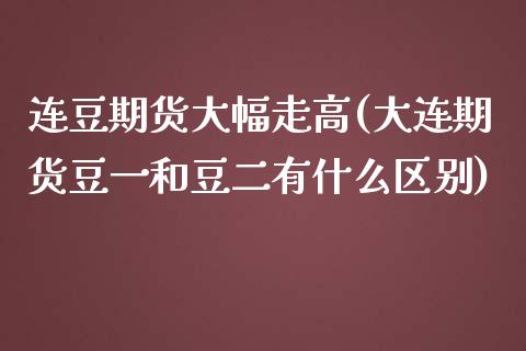 连豆期货大幅走高(大连期货豆一和豆二有什么区别)_https://www.zztgc.com_原油期货_第1张