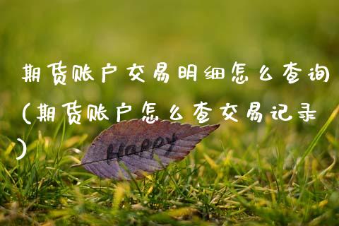 期货账户交易明细怎么查询(期货账户怎么查交易记录)_https://www.zztgc.com_期货直播_第1张