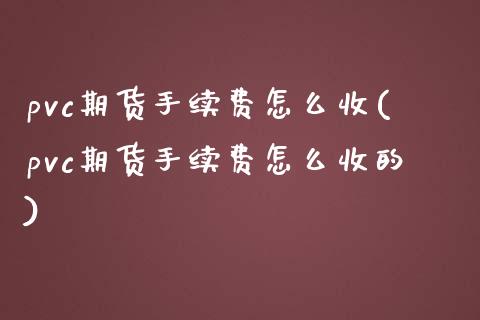 pvc期货手续费怎么收(pvc期货手续费怎么收的)_https://www.zztgc.com_期货直播_第1张