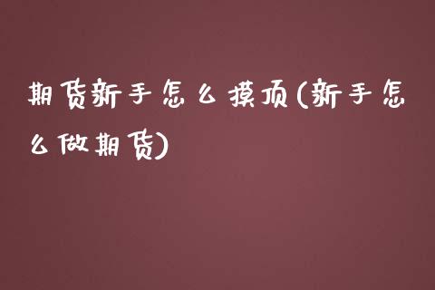 期货新手怎么摸顶(新手怎么做期货)_https://www.zztgc.com_期货直播_第1张