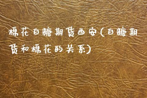 棉花白糖期货西安(白糖期货和棉花的关系)_https://www.zztgc.com_期货入门_第1张