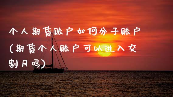 个人期货账户如何分子账户(期货个人账户可以进入交割月吗)_https://www.zztgc.com_期货入门_第1张