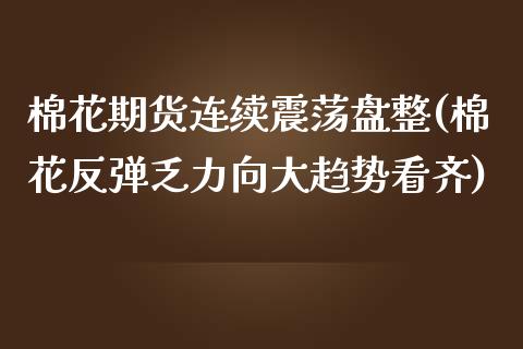 棉花期货连续震荡盘整(棉花反弹乏力向大趋势看齐)_https://www.zztgc.com_期货直播_第1张
