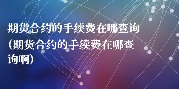 期货合约的手续费在哪查询(期货合约的手续费在哪查询啊)_https://www.zztgc.com_期货入门_第1张