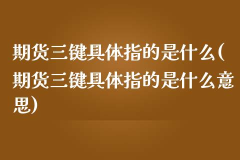 期货三键具体指的是什么(期货三键具体指的是什么意思)_https://www.zztgc.com_期货行情_第1张